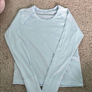 Casual Light Blue Long Sleeve Top